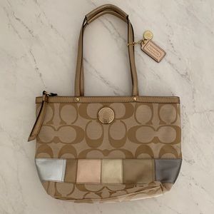 Coach Shoulder Purse with Metallic Patches